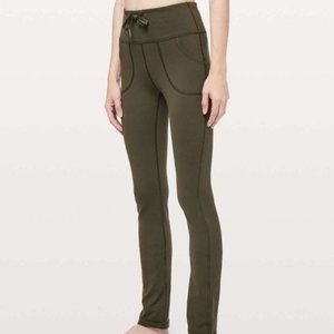 Lululemon Lululemon Skinny Will Pant *Full-On Luon Dark Olive Drawstring Size 10